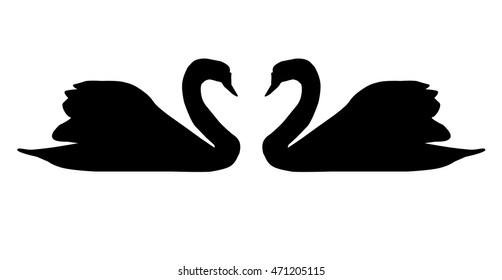 vector illustration of two swans silhouettes wedding card invitation 