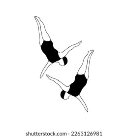  vector illustration of two swimming athletes