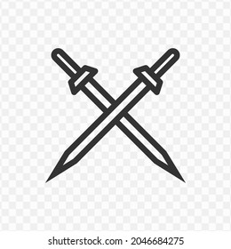 Ilustración vectorial del icono de dos espadas en color oscuro y fondo transparente (png).