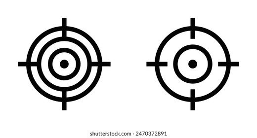 Ilustración vectorial de dos iconos de destino. Perfecto para representar la precisión, la puntería y la fijación de objetivos en diseños relacionados con deportes o negocios. Trazo editable.