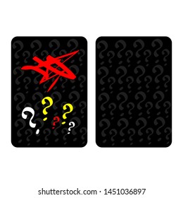 Vector illustration two tarot cards shirt one turned upside down question mark