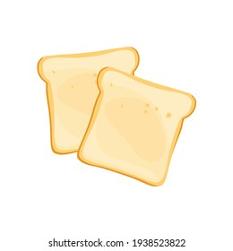 Vector Illustration Two Toast Bread Slices.Toast Icon Flat Design Top View