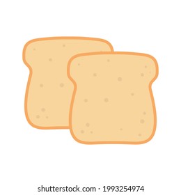 vector illustration of two toast bread slices, toast icon isolated on white background, flat design