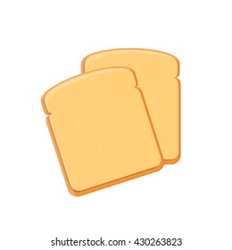 Vector Illustration Two Toast Bread Slices.Toast Icon Flat Design Top View