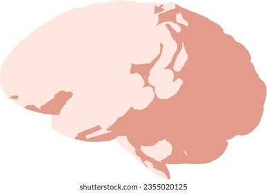 Vector illustration of two tone light brown brain shape