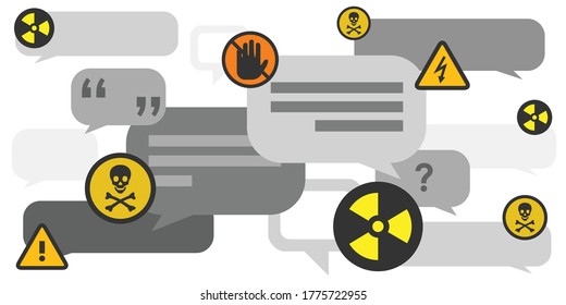 vector illustration of two toxic symbols and comments for internet trolling and aggressive communication