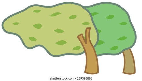 Vector illustration of two tress in storm