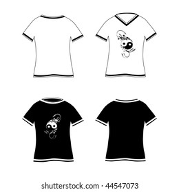 vector illustration of a  two T-shirts design template (front & back)