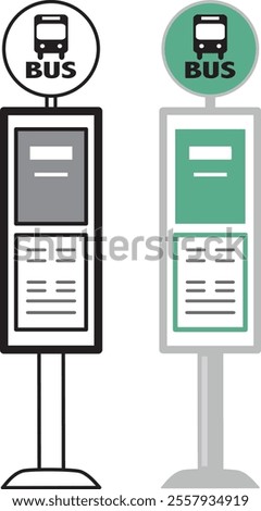 Vector illustration of two types of bus stops, with and without lines