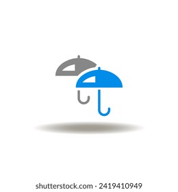 Vector illustration of two umbrellas. Icon of nsurance. Symbol of reinsurance.