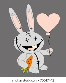 Vector illustration. Two valentine love rabbit.