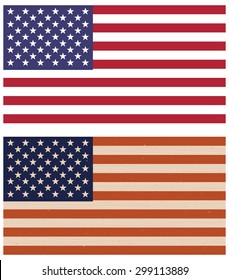 Vector illustration of two variants of American flags