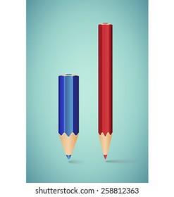 Vector Illustration - Two Vertical Pencils on Blue Background