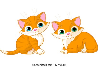 Vector illustration of two very cute cats