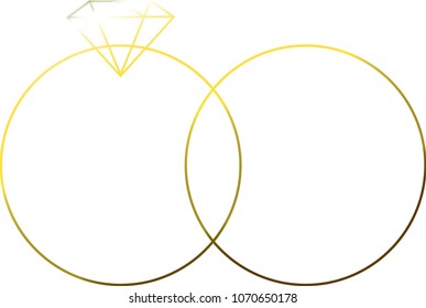 Vector illustration of two wedding rings, one is with the diamond