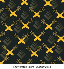 Vector Illustration Of Two Whisk Pattern Gold and Black Colors Background