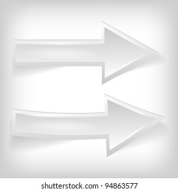 Vector Illustration Of Two White Arrow On White Background