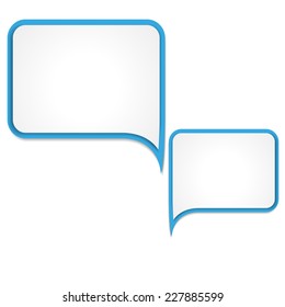 Vector illustration of two white and  blue  papers  round speech bubble