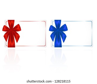 Vector illustration with two white cards and ribbons