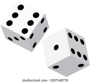 Vector illustration of two white dice