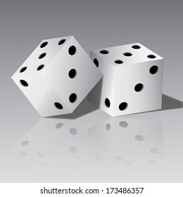 Vector illustration of two white dice