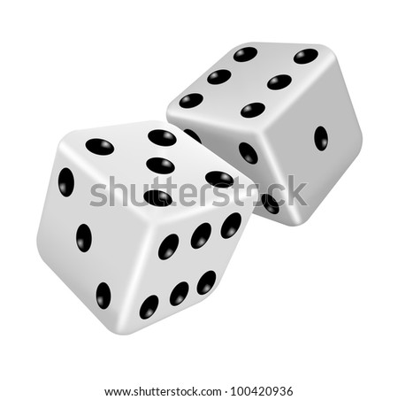 Vector illustration of two white dice