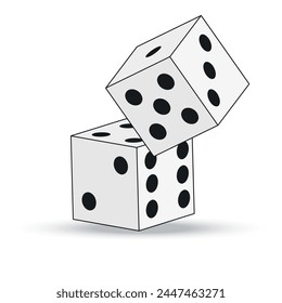  Ilustración vectorial de dos dados blancos de juego aislados