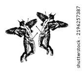 vector illustration of two winged angels