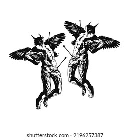 vector illustration of two winged angels