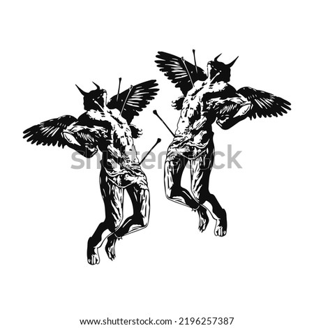 vector illustration of two winged angels