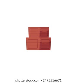 Vector illustration with two wooden boxes for transportation and storage of goods on a white background. Ideally ensure safe delivery and efficient mail delivery