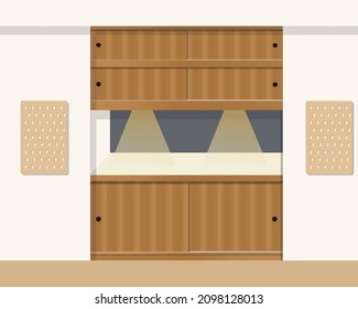 ilustración vectorial de dos gabinetes de madera de estilo minimalista