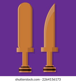 vector illustration of two wooden swords of different styles.