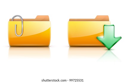 Vector illustration of two yellow interface computer folder icons