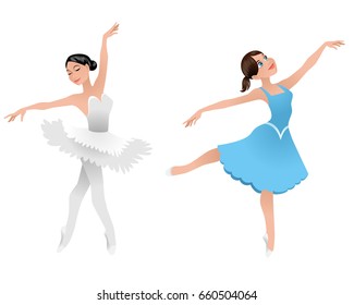 Vector illustration of a two young ballerinas 