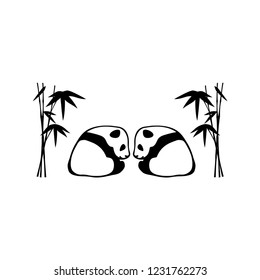 vector illustration of two young cute Panda bear sitting together on white background
