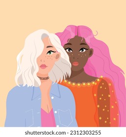 Vector Illustration of Two Young Women