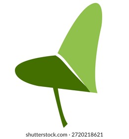 Ilustración vectorial de hoja bicolor en estilo minimalista plano. Una Ilustración vectorial de una hoja de dos colores en un estilo minimalista plano. Su forma simple, libre de texturas complejas, hace que este elemento 