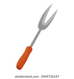 Vector illustration of a two-pronged meat fork, ideal for serving juicy pieces of meat. Ideal for barbecues, steakhouses or cooking classes, demonstrating the precision and elegance of serving dishes