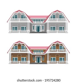vector illustration of a two-storey house on a white background