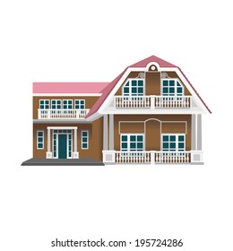 vector illustration of a two-storey house on a white background