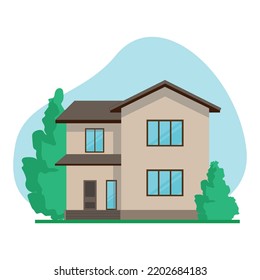 vector illustration of a two-story house