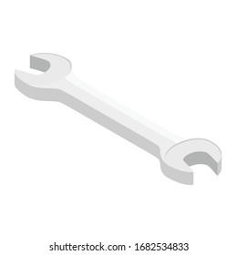 Vector illustration of two-way wrench isometric view. Spanner or wrench icon. Key.