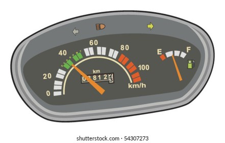 Vector illustration of a two-wheeler dashboard.