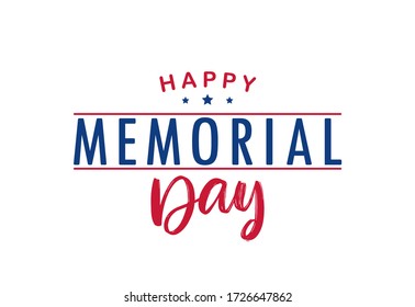 Vector illustration: Type lettering composition of Happy Memorial Day with stars on white background