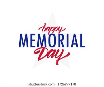 Vector illustration: Type lettering composition of Happy Memorial Day with star