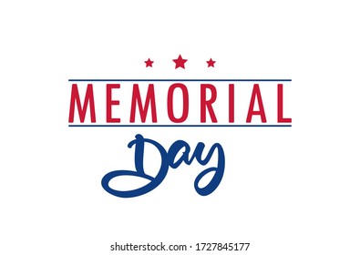 Vector illustration: Type lettering composition of Memorial Day on white background