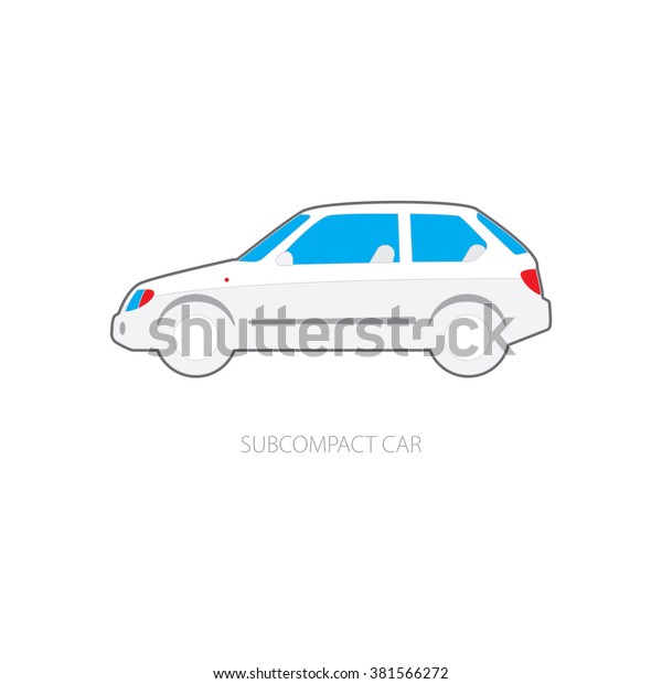 Vector illustration of types of cars:\
Subcompact. Variants of car body. White\
color.