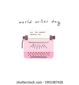 Vector illustration of typewriter. World writer day illustration.