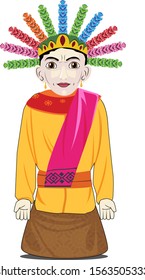 vector illustration of a typical bride doll as a symbol or mascot
